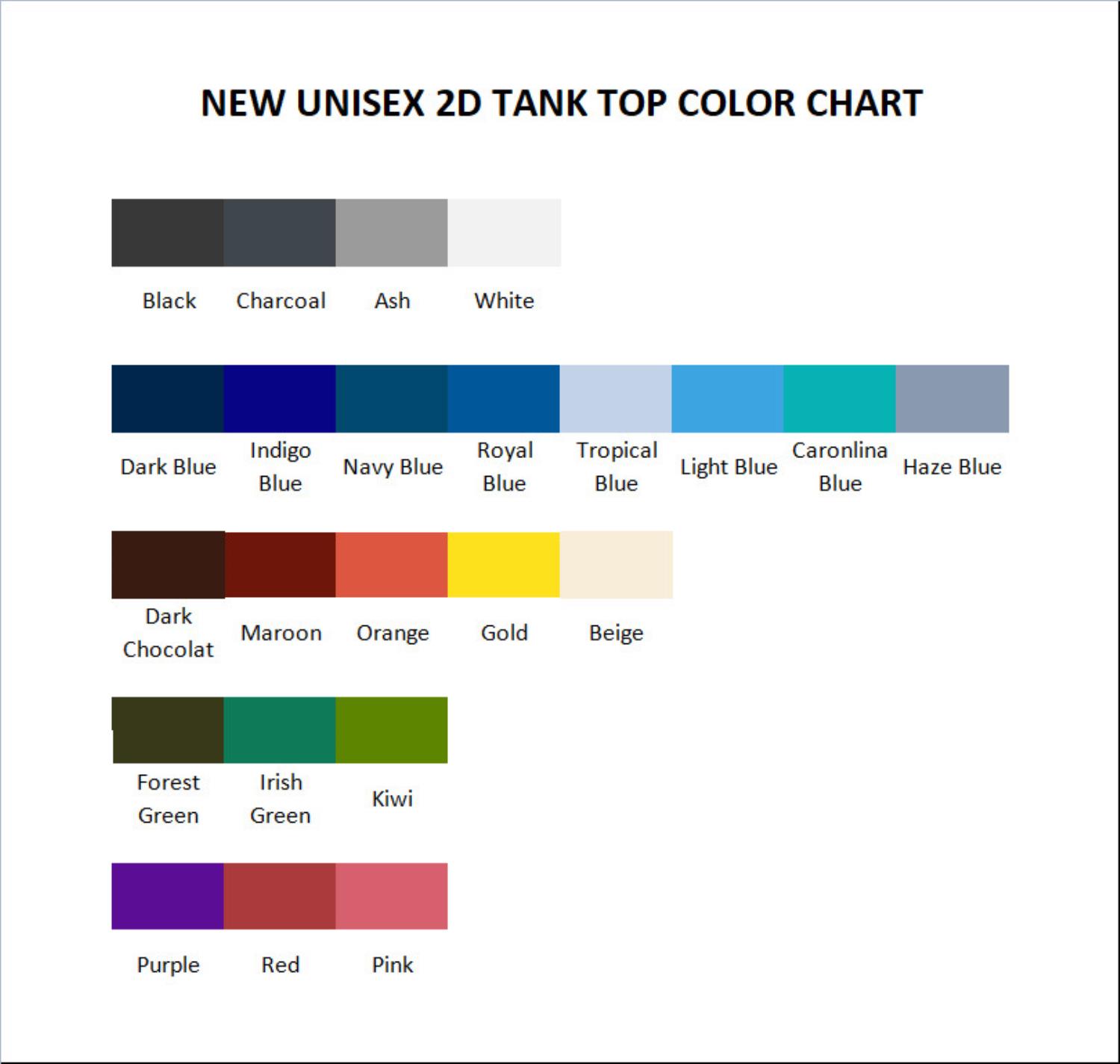 tank top color chart - Drake UK Shop