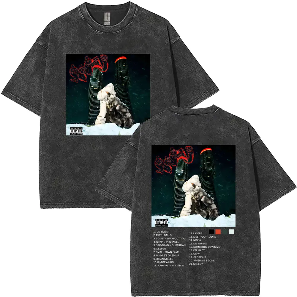 Rapper Drake Illustrated Mineral Wash T-Shirt
